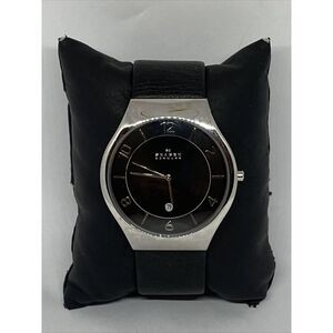 Skagen Men's Watch with Black Dial and Silver Case